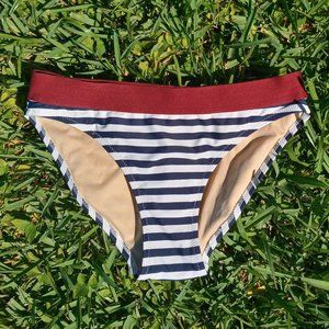 Navy Blue and Red Bikini BOTTOM Small